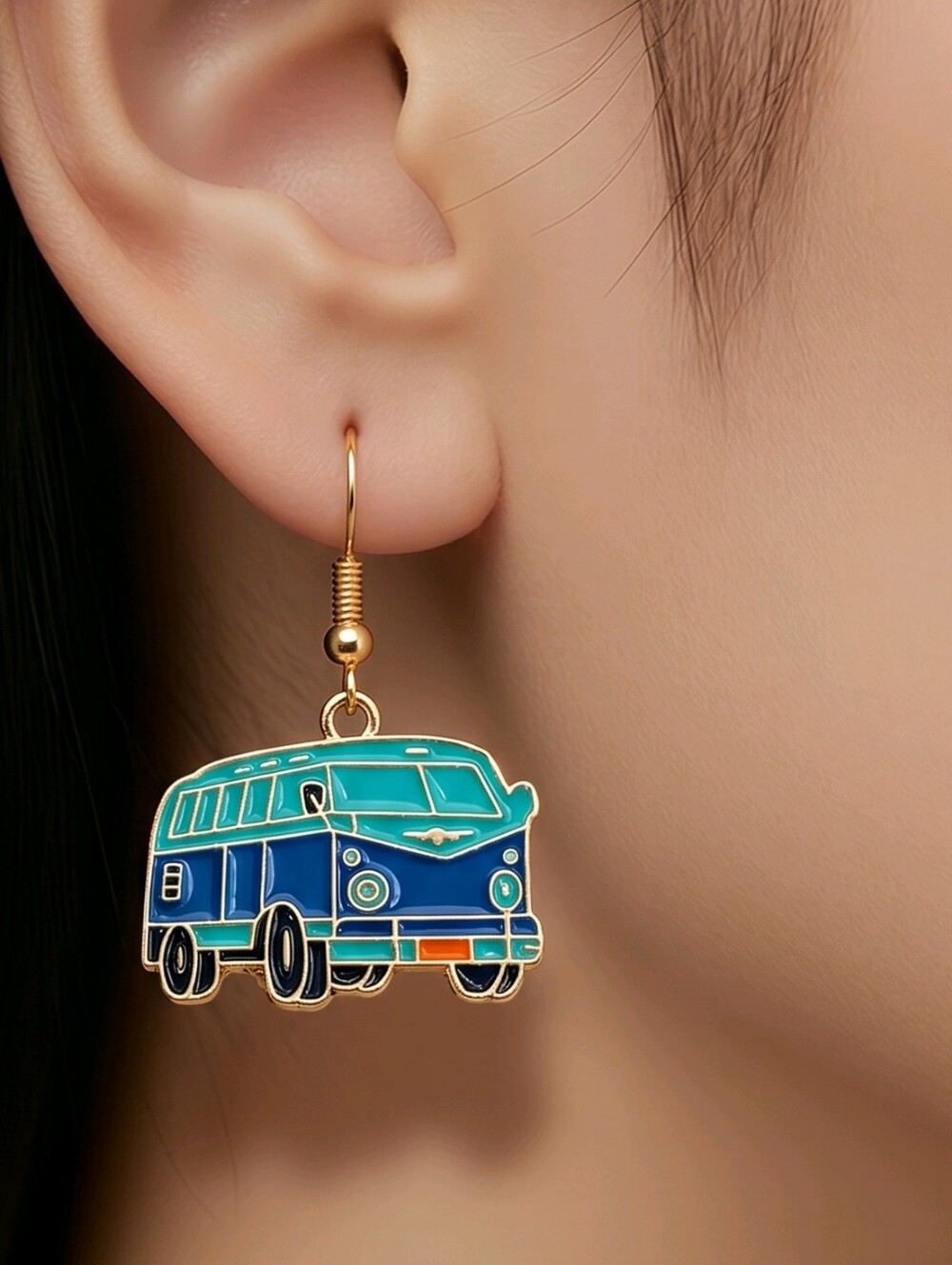 Blue VW Bus Earrings Van Life Road Trip Beach Camper Retro Adventure Jewelry NWT